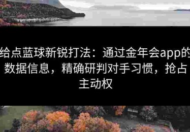 给点蓝球新锐打法：通过金年会app的数据信息，精确研判对手习惯，抢占主动权