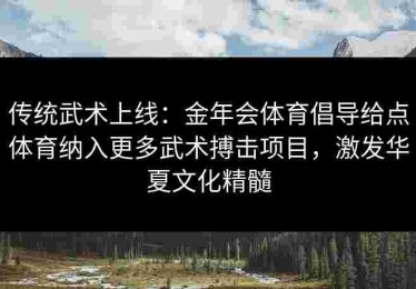 传统武术上线：金年会体育倡导给点体育纳入更多武术搏击项目，激发华夏文化精髓