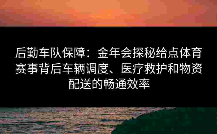 后勤车队保障：金年会探秘给点体育赛事背后车辆调度、医疗救护和物资配送的畅通效率